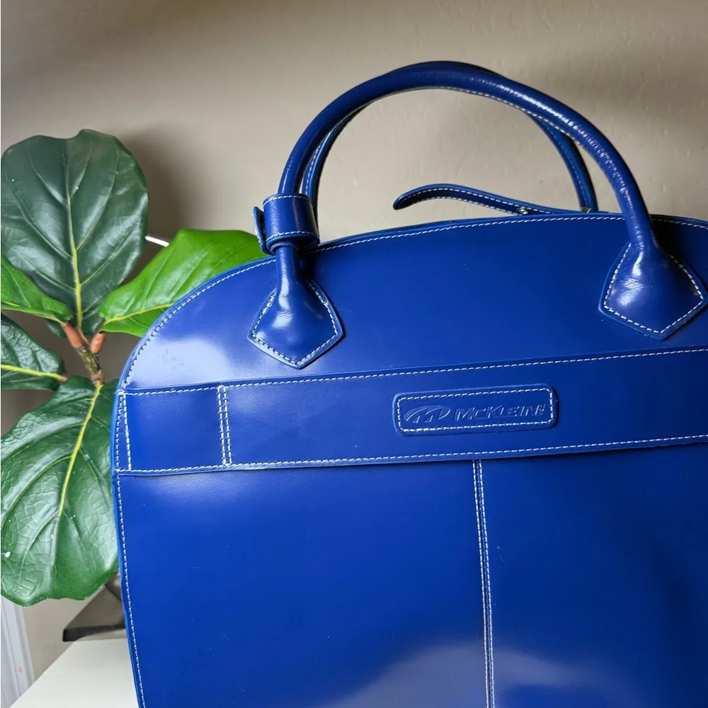 McKlein Royal Blue Leather Briefcase Tote